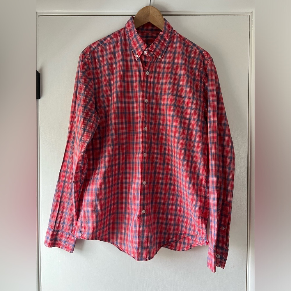 J. Crew 100% Cotton Lightweight Plaid Men’s Button Down Preppy Casual Office